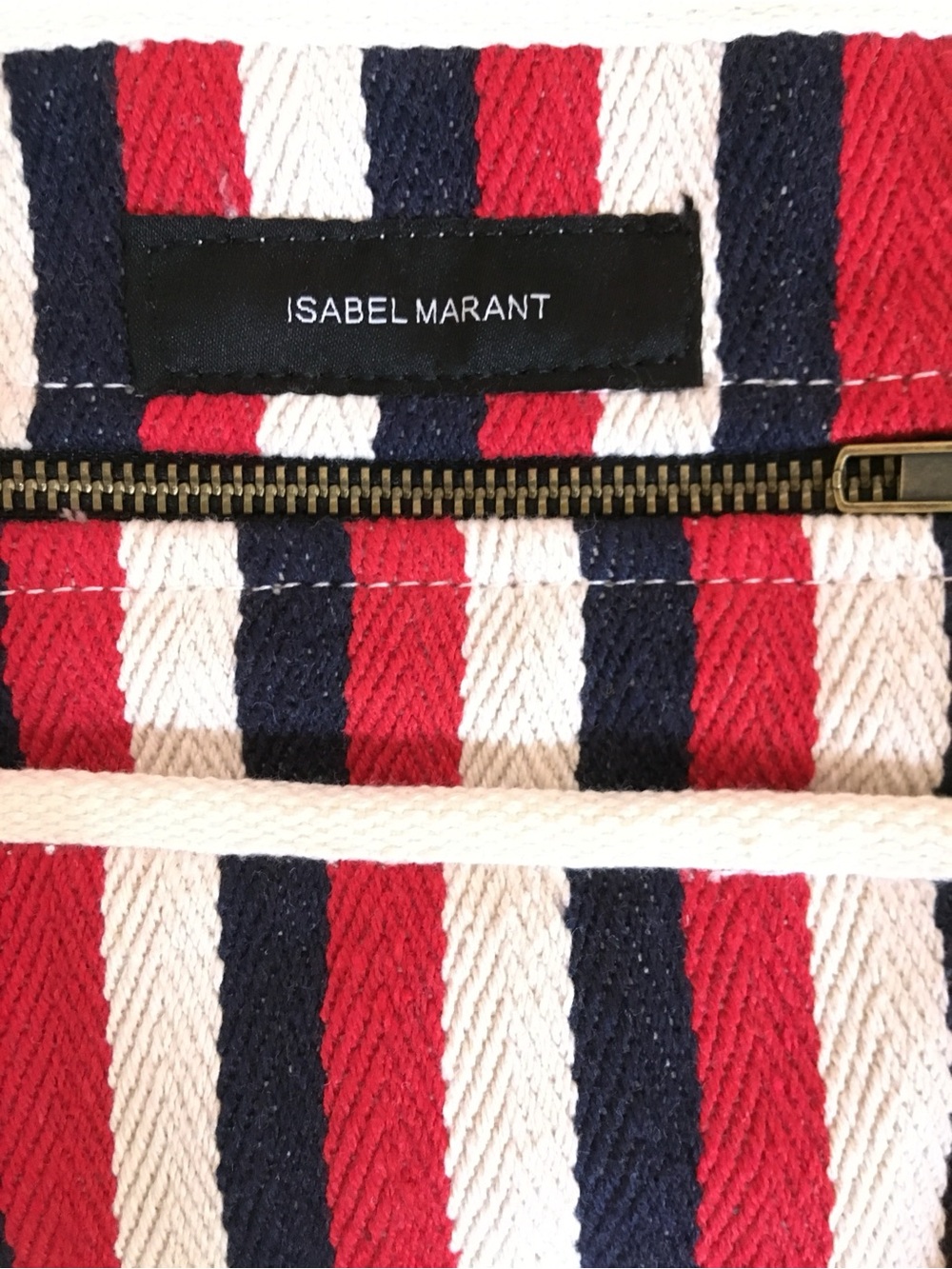 Isabel Marant Striped Canvas Tote Bag in Red, Navy & Cream - Picture 2 of 5